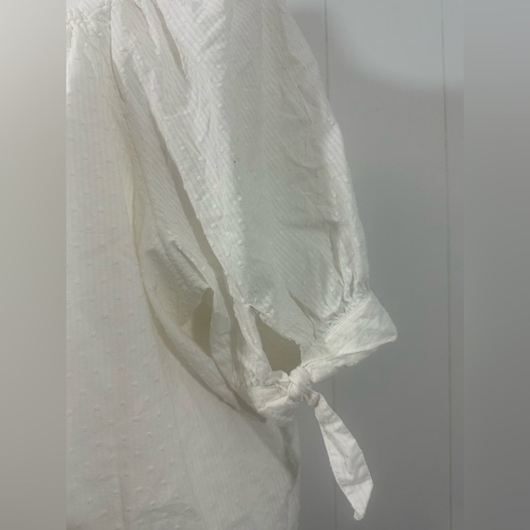 Lauren Conrad Sz 3X Ivory Short Sleeve Boho Top Shirt Button Front Swiss Dots - Picture 6 of 9